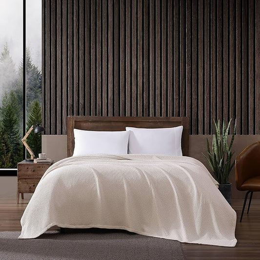 Eddie Bauer Blanket Soft Waffle Weave Bedding, Medium Weight Bedroom Decor, Softens Every Wash, King, White