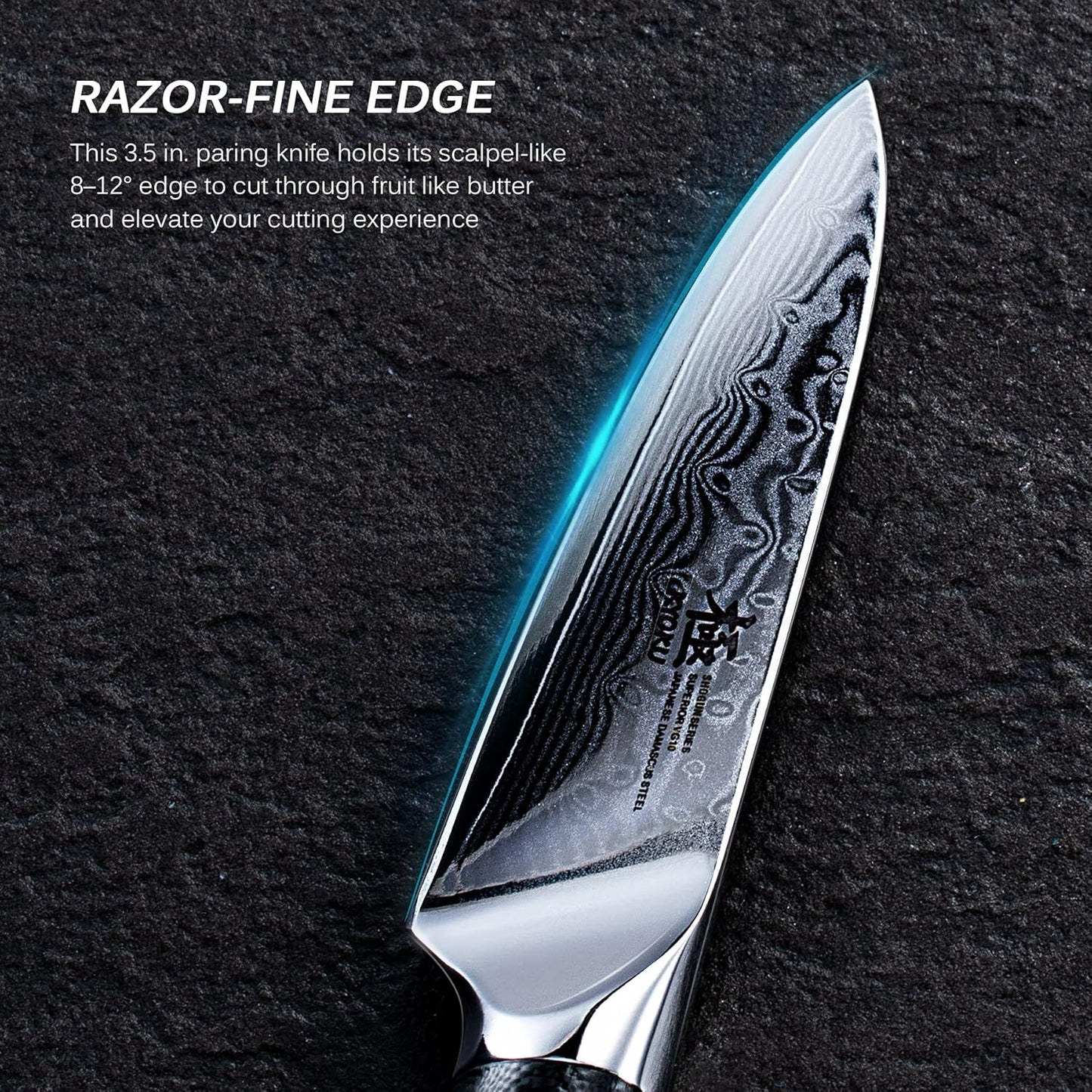 KYOKU Paring Knife - 3.5" - Shogun Series - Japanese VG10 Steel Core Damascus Blade - with Sheath & Case