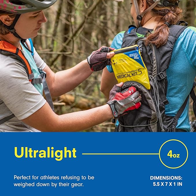 Adventure Medical Kit Ultralight/Watertight Medical Kit .5-1 Person, 1-2 Days - Includes Bandages, Blister Essentials & More - Perfect for Hiking, Biking & Climbing