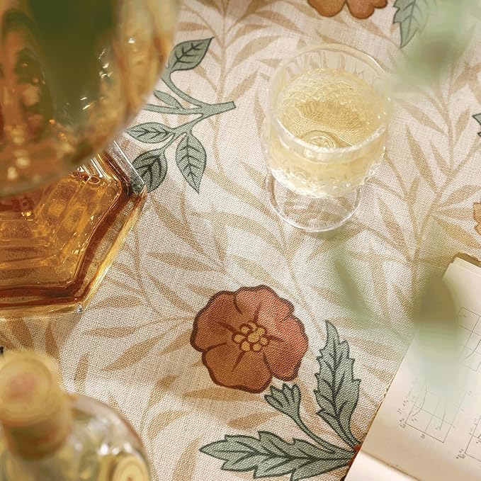 patdrea Designer French Vintage Extra Long Rectangular Tablecloth,Yellow Floral Pattern Anti-Wrinkle Table Cloth,Decor Cover for Kitchen Dining Parties,Christmas,Thanksgiving,67"x118"-Cornflowers