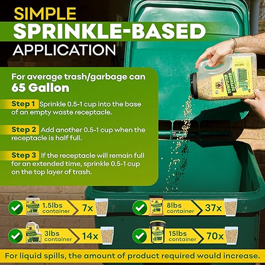 BEEST Dumpster Defender - 15lbs Outdoor Trash Can Deodorizer & Liquid Waste Absorber (Made in USA) Biodegradable Trash Can Odor Eliminator - Powerful Garbage Deodorizer for Always-Fresh Bins - 69 Cups