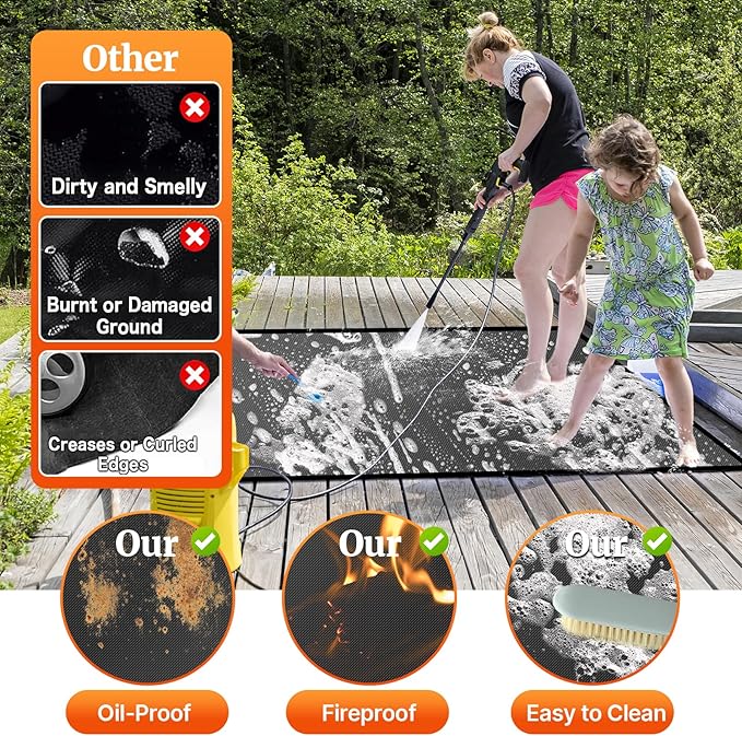 30" Square Fire Pit Mat/Under Grill Mat Fireproof Waterproof Oil-Proof, 4 Layers Fireproof Mat Fire Pit BBQ Pad Protect Mat for Deck Patio Grass Outdoor Wood Burning Fire Pit and BBQ Smoker