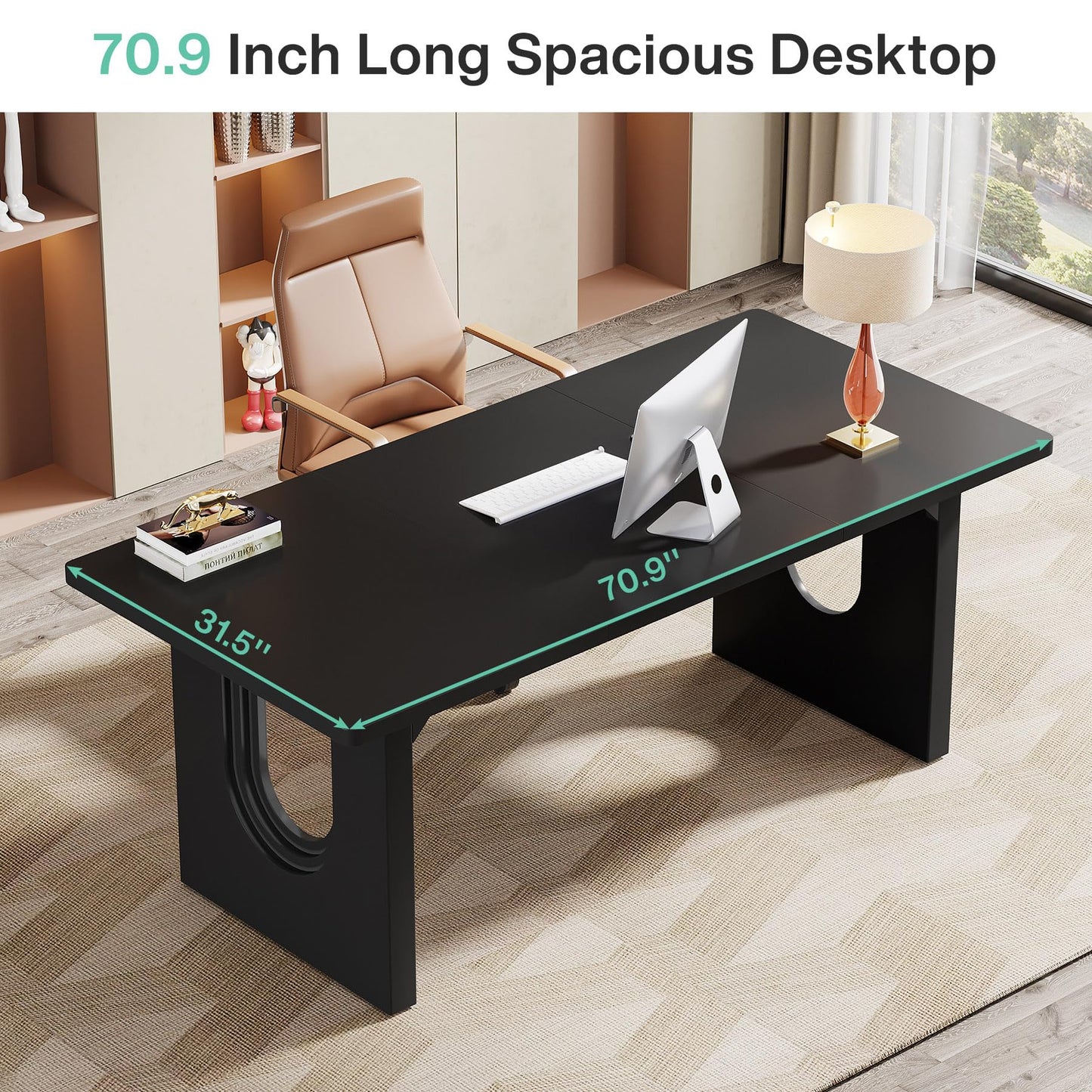 Tribesigns Modern Executive Desk, 70.9" Large Office Computer Desk, Conference Table Meeting Room Table, Simple Workstation Business Furniture for Home Office