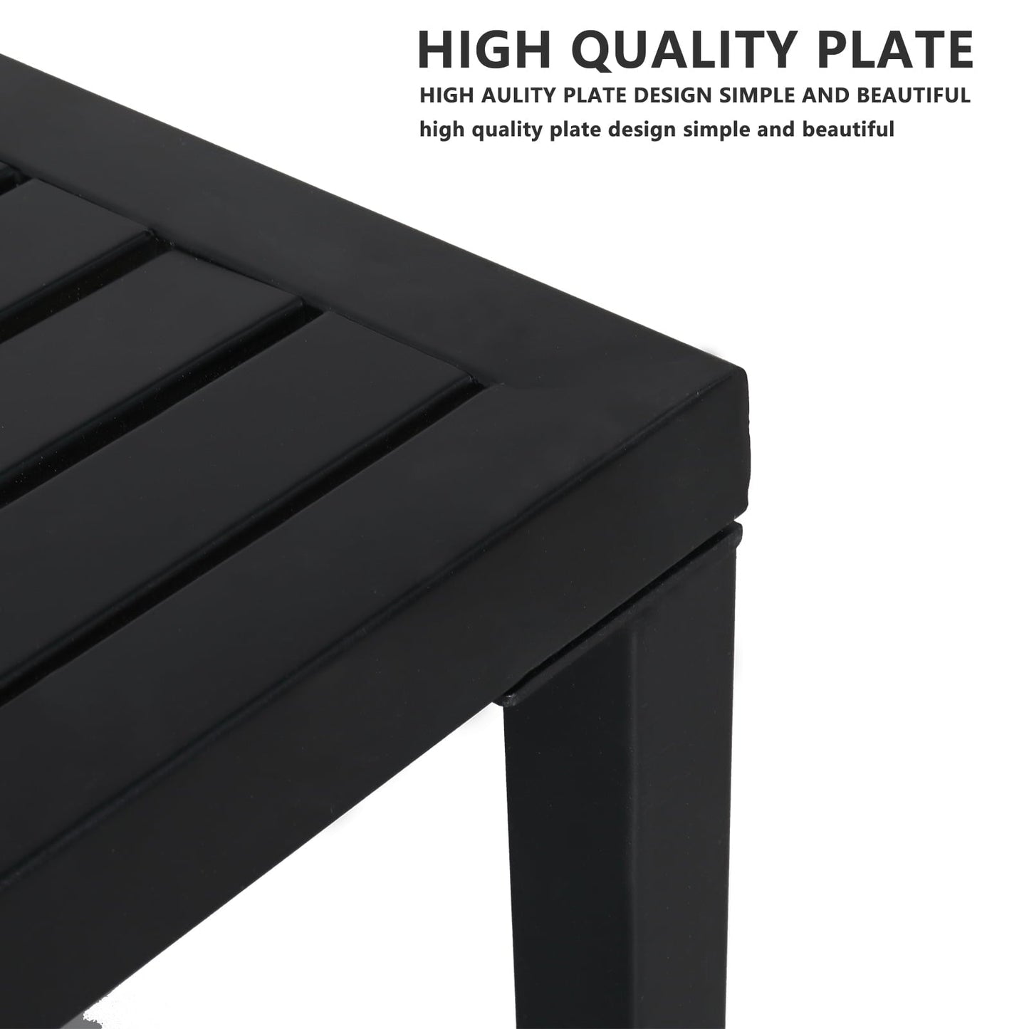 Xilee 19*19*18 inch Square End Table Small Metal Outdoor Coffee Side Table for with Weather-Resistant, Waterproof Top for Hot Tub, Garden, Balcony, Poolside, Durable & Easy-to-Clean, Square, Black