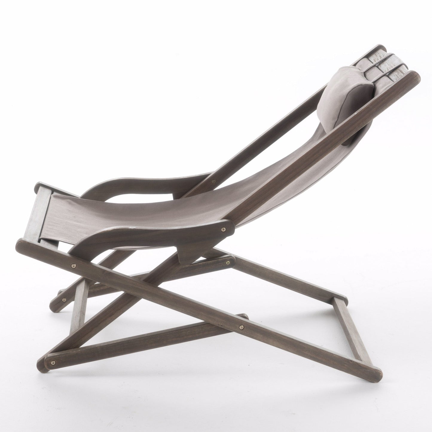 Shihatsusr 2-Pack Beach Sling Chairs - Portable Polyester Lounge Chairs with Pillow (Grey)